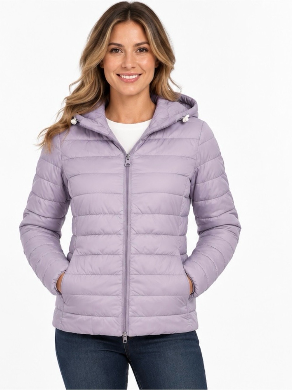 VY You Women’s Small Lavender Quilted Hooded Lightweight Puffer Jacket